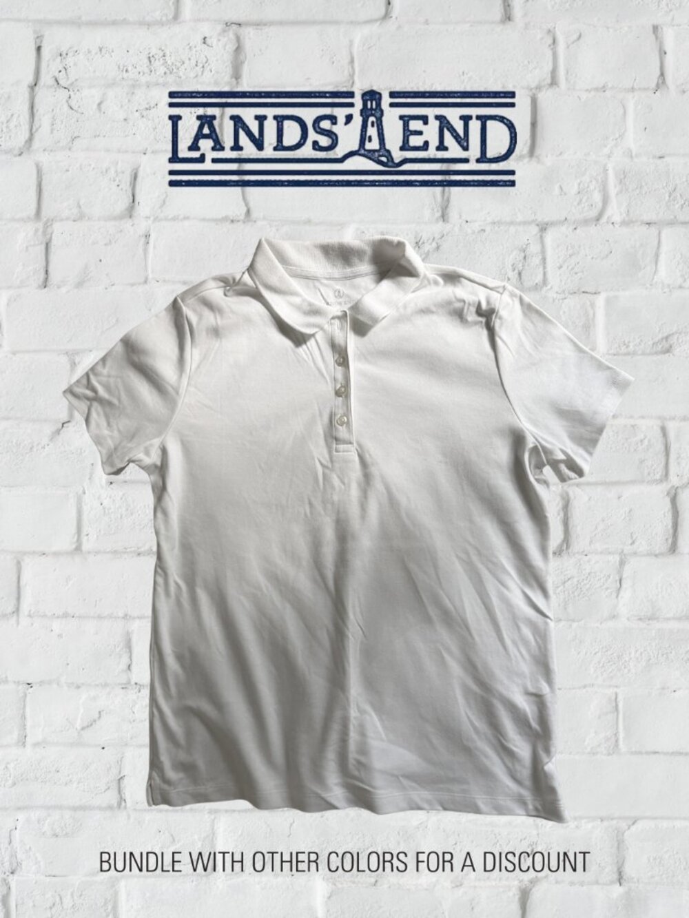 Lands' End | Women's Pima Cotton Polo | White Size Medium (Like New)